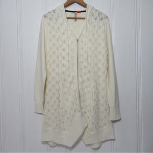 Charlotte Tarantola Cream Hooded Knit Zip Up Cardigan Sweater Size Medium